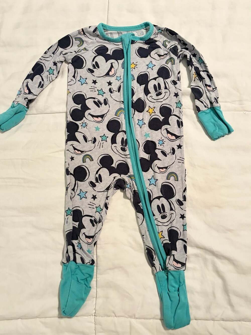 Little Sleepies Blue Mickey Mouse Forever Zippy Size 3-6 Months Pajamas